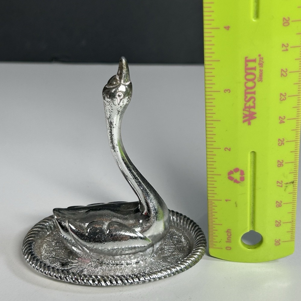 Vintage Swan Silver Plated Ring Holder Trinket Tray Hong Kong READ - Picture 9 of 10